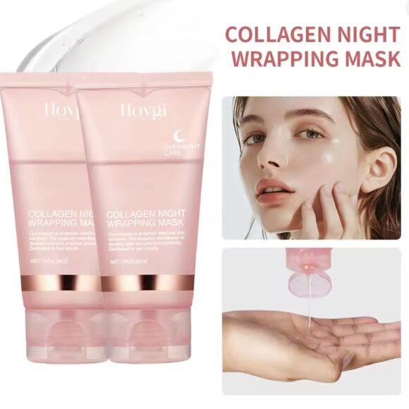 Collagen Overnight Wrapping Peel Off Facial Mask Set Korean Collagen Night Wrap - Picture 3 of 7
